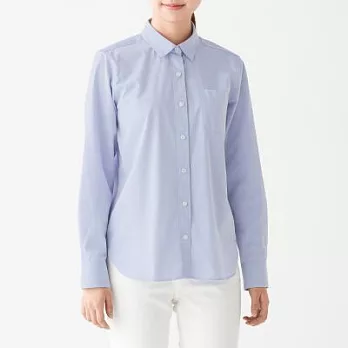 [MUJI無印良品]女新疆棉水洗平織布襯衫L粉藍