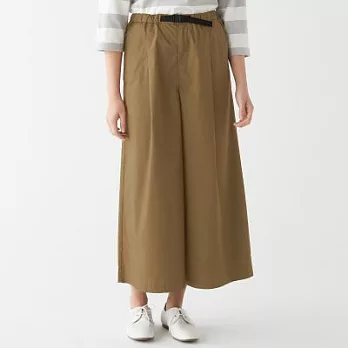 [MUJI無印良品]女印度棉混高密織舒適寬擺褲M卡其