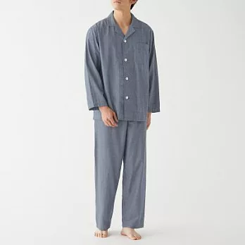 [MUJI無印良品]男有機棉無側縫二重紗織家居睡衣M深藍