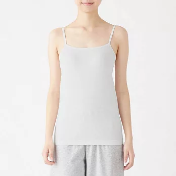 [MUJI無印良品]女棉混蠶絲一體成形有杯細肩帶XL白色