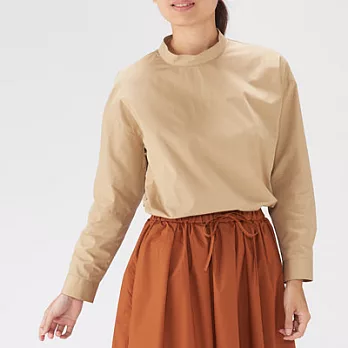 [MUJI無印良品]女有機棉平織布立領套衫淺米SS