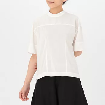 [MUJI無印良品]女棉混平織布短袖套衫白色M~L