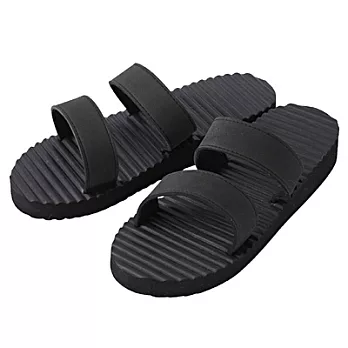 [MUJI無印良品]雙帶波浪海綿拖鞋黑色L25.5~26.0cm