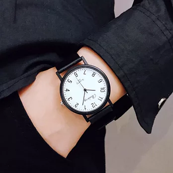 Watch-123 男女情人-數字錶盤簡約黑白情侶手錶 (4色任選)白色 x 男款