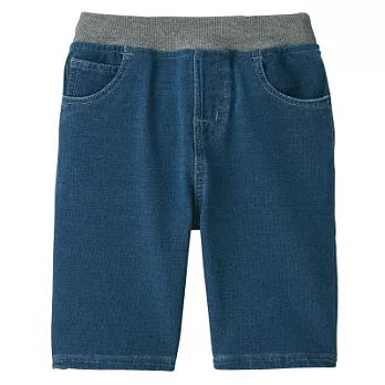 [MUJI無印良品]幼兒有機棉混輕鬆活動舒適拼接針織丹寧舒適五分褲90