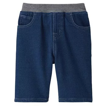 [MUJI無印良品]幼兒有機棉混輕鬆活動舒適拼接針織丹寧舒適五分褲100