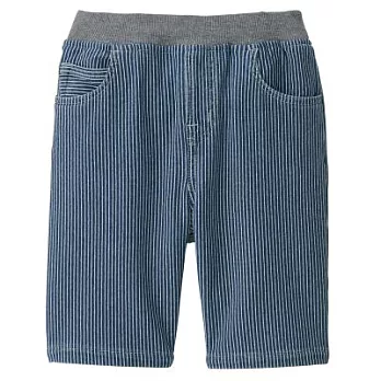 [MUJI無印良品]幼兒有機棉混輕鬆活動舒適拼接針織丹寧舒適五分褲90