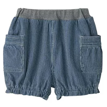[MUJI無印良品]幼兒有機棉混輕鬆活動舒適拼接針織丹寧舒適短褲80
