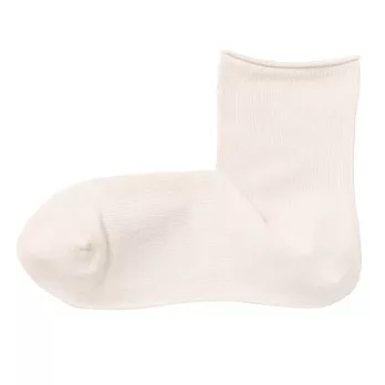 [MUJI無印良品]女棉混輕薄直角短襪柔白23~25cm