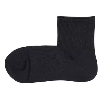 [MUJI無印良品]女棉混輕薄直角短襪黑色23~25cm