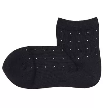 [MUJI無印良品]女棉混足口寬鬆舒適直角短襪黑紋樣23~25cm