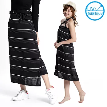 【遊遍天下】MIT中大尺碼涼感抗UV防曬吸排多功能一片裙(117)FREE黑條格