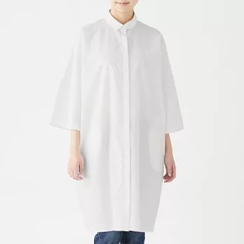 [MUJI無印良品]女新疆棉平織布暗門襟襯衫洋裝ONE SIZE白色