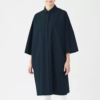 [MUJI無印良品]女新疆棉平織布暗門襟襯衫洋裝ONE SIZE深藍