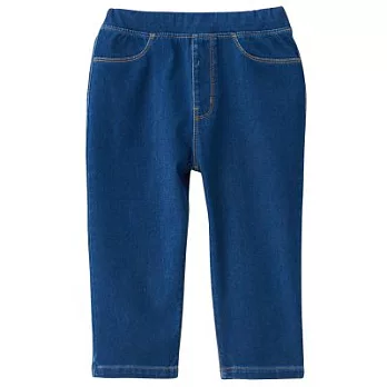 [MUJI無印良品]兒童棉混輕鬆活動舒適拼接丹寧緊身七分褲120藍色