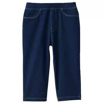 [MUJI無印良品]兒童棉混輕鬆活動舒適拼接丹寧緊身七分褲130深藍