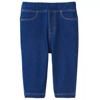 [MUJI無印良品]幼兒棉混輕鬆活動舒適拼接丹寧緊身七分褲100藍色