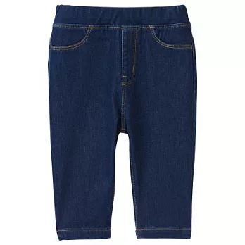 [MUJI無印良品]幼兒棉混輕鬆活動舒適拼接丹寧緊身七分褲90深藍