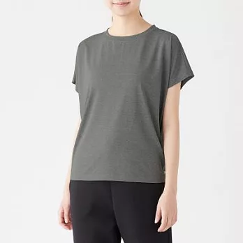 [MUJI無印良品]女吸汗速乾聚酯纖維法式袖T恤XS~S灰色