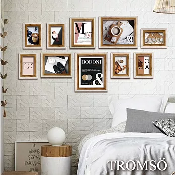 TROMSO巴黎撞色木紋相框牆10框組-原木