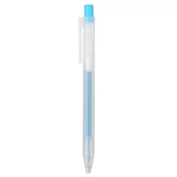 【MUJI 無印良品】自由換芯按壓滑順膠墨筆 /水藍0.5mm