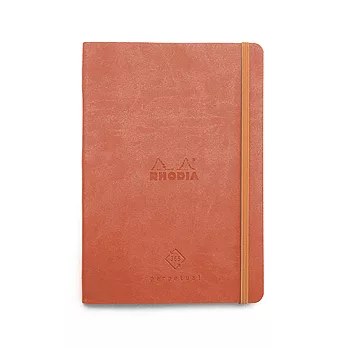 【Rhodia｜Perpetual 365】A5_象牙色萬年曆點格_精裝軟皮束帶_甜橙色