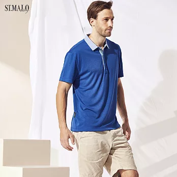 【ST.MALO】台灣製POLO衫典藏恆時咖啡紗男POLO衫-1815MP- XL 石英藍