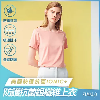 【ST.MALO】美國抗菌99.9%銀纖維IONIC+水顯窗花女上衣-2128WT- 2XL 粉珊瑚