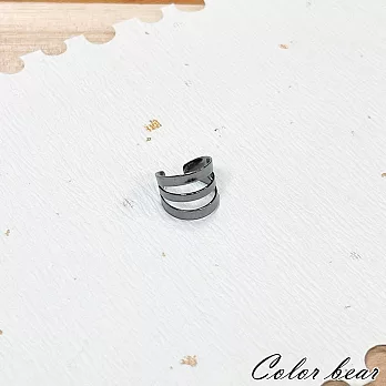 【卡樂熊】復古多圈造型耳環/耳骨夾(三色)- 黑色