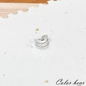 【卡樂熊】復古多圈造型耳環/耳骨夾(三色)- 銀色