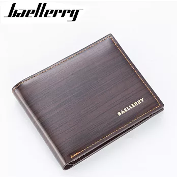 【Baellerry 佰利瑞】6卡仿木紋俐落簡約多功能男用短夾(BR005) _深咖色