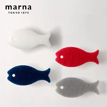 【日本Marna】日本製小魚造型菜瓜布4件組(灰/深藍/白/紅)(原廠總代理)