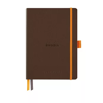 【Rhodia｜Rhodiarama】Goalbook 軟皮筆記本 A5_5x5方格_象牙白_120張_90g_彈性束帶筆插_ 焙茶色