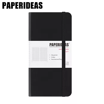 PAPERIDEAS 48K頁碼硬面绑帶筆記本  方格-黑色