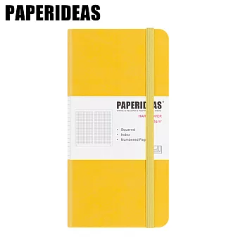 PAPERIDEAS 48K頁碼硬面绑帶筆記本  方格-檸檬黃