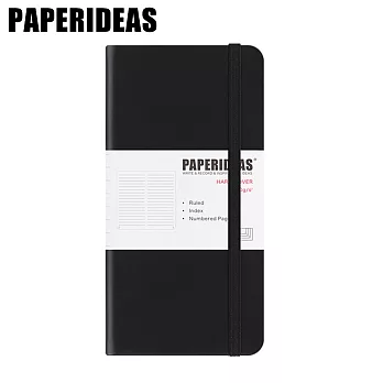 PAPERIDEAS 48K頁碼硬面绑帶筆記本  横線-黑色