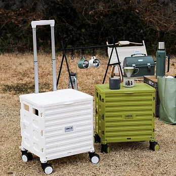 【韓國Dailylike】四輪折疊收納露營購物手推車 ‧ 白