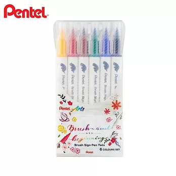 PENTEL 雙頭柔繪筆 6色組 (SESW30C-6)