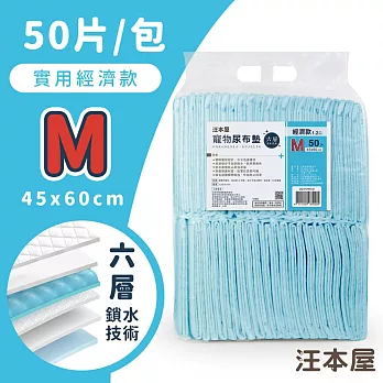 汪本屋 實用經濟款 寵物尿布墊 【3種尺寸】  M號(50片/包)