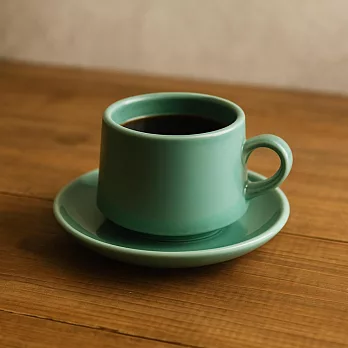 【日本Amabro】職人陶匠素釉 咖啡杯盤2件組  ‧ 均窯釉