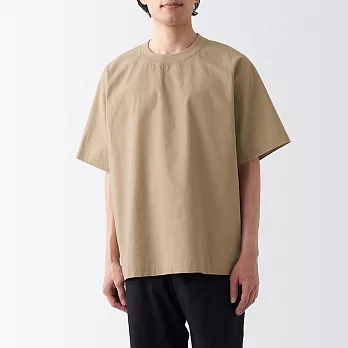 【MUJI 無印良品】男有機棉涼感圓領布帛短袖T恤 XL 米色