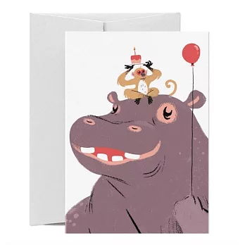 【Card Nest 】Hip Hip Hippo 生日卡 ＃英國進口 ＃C1005