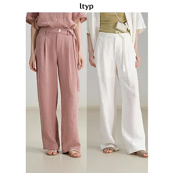 ltyp旅途原品 100%漢麻亞麻時髦率性休閒拖地直筒褲 M L XL  L 暗粉色