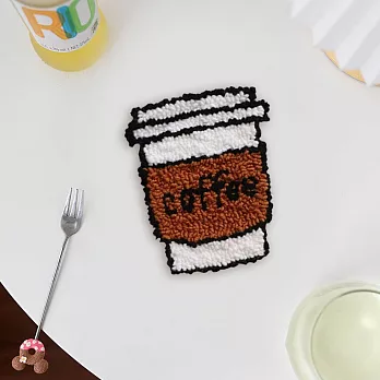 【EZlife】DIY戳戳繡毛絨杯墊材料包(附戳筆) 咖啡杯