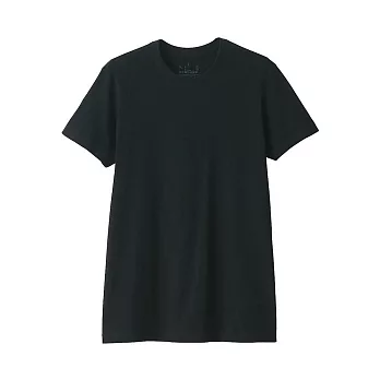 【MUJI 無印良品】男棉質無側縫天竺圓領短袖T恤 S 黑色