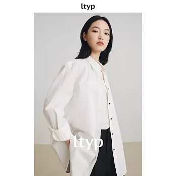 ltyp旅途原品 100%棉時髦休閒廓形長袖襯衫 M L-XL  M 象牙白