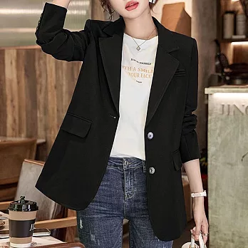 【MsMore】 短版西裝外套休閒氣質寬鬆設計高級感復古長袖西服# 118924 2XL 黑色