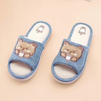 333家居鞋館 撞色可愛室內布拖鞋 藍38/39