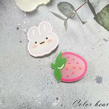 【卡樂熊】萌萌可愛動物2入造型髮夾(五款)- 兔子草莓