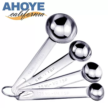 【Ahoye】不鏽鋼量匙 四件組 1.25mL-15mL (調味匙 量杯 量匙 茶匙)